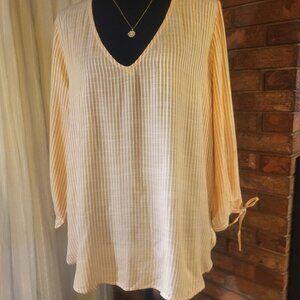 New with Tags! H&M Yellow & White Striped Flowy Blouse - Size 8